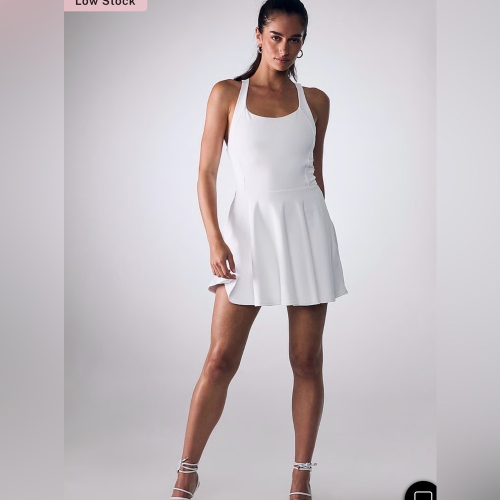 VSX women’s Sz XL Coverage Racerback Tank Dress with shorts White pickleball gym